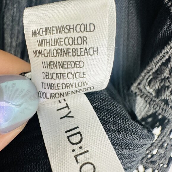 🔥SOLD🔥Moral Fiber Black Lace Scalloped Hem Open Front Flare Sleeve Cardigan  L - Picture 10 of 10